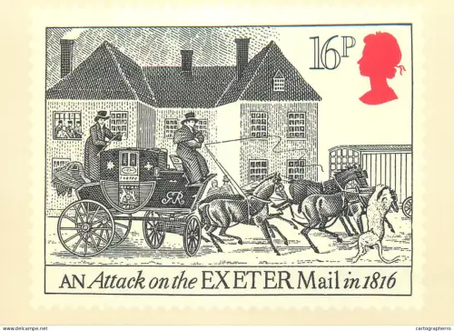 A5422 British stamp designed postcard Keith Bassford and Stanley Paine The Exeter Mail Royal mail