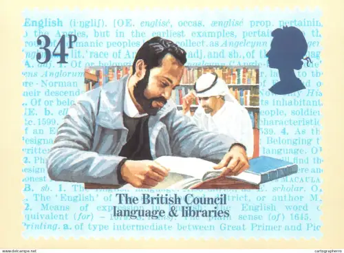 A5422 British stamp designed postcard Newell&Sorrel Limited Language and Libraries British council
