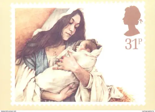 A5422 British stamp designed postcard Yvonne Gilbert Virgin and Child Christmas
