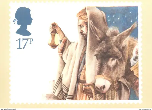 A5422 British stamp designed postcard Yvonne Gilbert Arival in Bethlehem Christmas