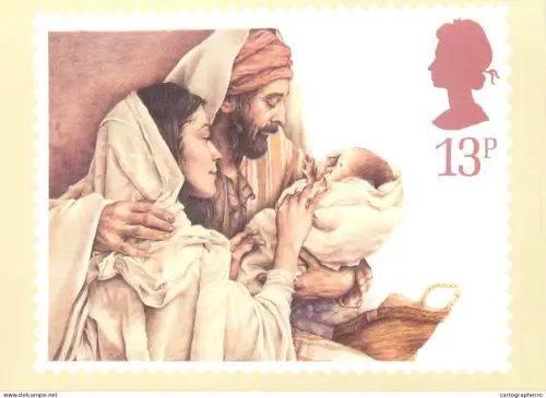 A5422 British stamp designed postcard Yvonne Gilbert Holy Family Christmas