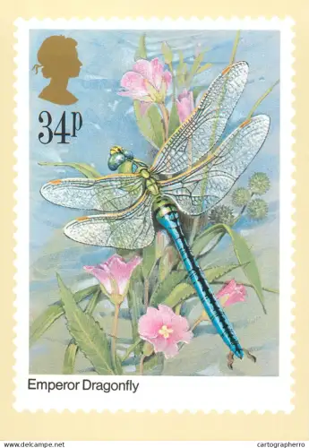 A5422 British stamp designed postcard Gordon Beningfield Emperor Dragonfly insects
