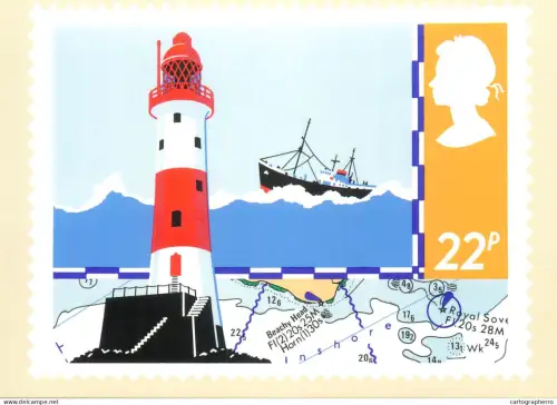 A5422 British stamp designed postcard Newel&Sorrel limited Lighthouse sea