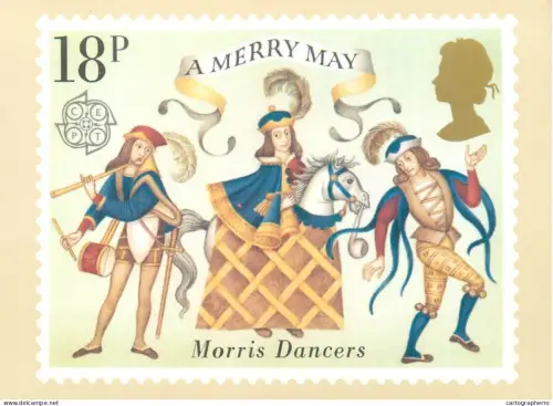A5422 British stamp designed postcard Fritz Wegner Morris dancers folklore