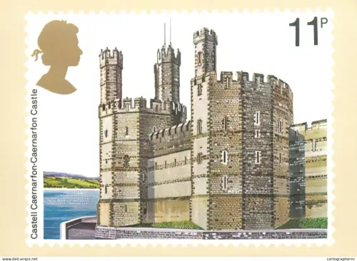 A5422 British stamp designed postcard Ronald Maddox Caernafon Castle