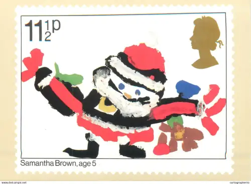 A5422 British stamp designed postcard Christmas Father Christmas by Samatha Brown