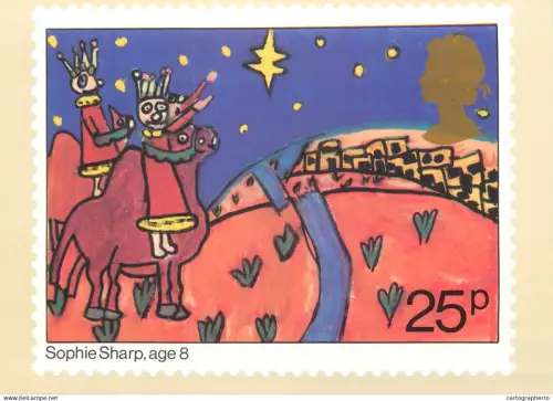 A5422 British stamp designed postcard Christmas The king outside Bethlehem by Sophia Sharp