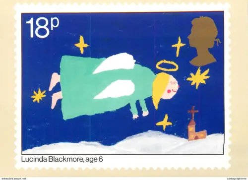 A5422 British stamp designed postcard Christmas Angel by Lucinda Blackmore