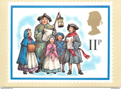 A5422 British stamp designed postcard Faith Jaques Christmas carol