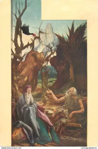 A5563 Paintings Matthias Grünewald (Mathis Nithart) Saint Anthony's Visit to Saint Paul Thebes in the Desert