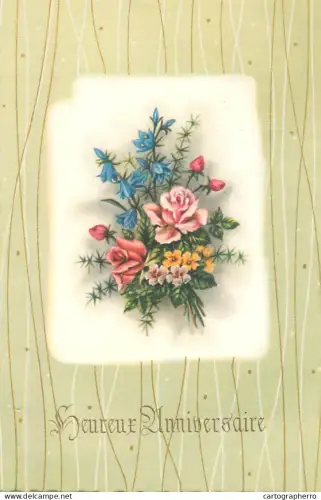 A6232 Heureux Anniversaire fleurs
