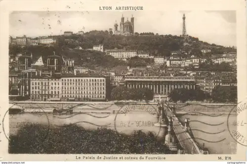 A5834 France Lyon illustree - Palais de Justice et coteau de Fourviere