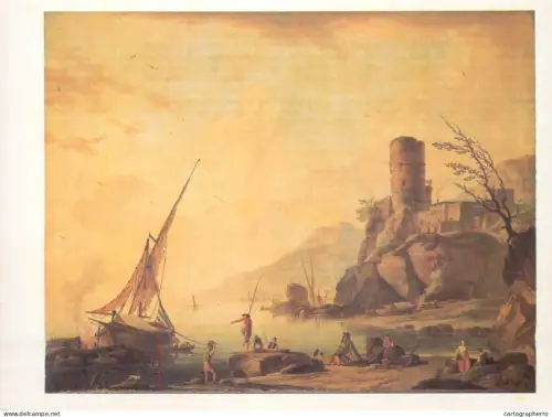 A5561 Paintings Charles-François Lacroix de Marseille Mediterranean landscape with tower