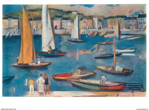 A5561 Paintings Willi Neubert Sailboats in the harbor
