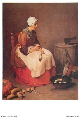 A5561 Paintings Jean-Bapstiste Simeon Chardin Woman peeling turnips