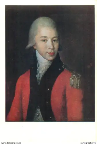 A5559 Paintings Pavel Sergeevich Lanskoy Portrait of an unknown man in a red uniform