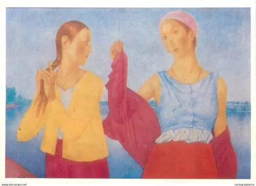 A5559 Paintings  Kuzma Petrov-Vodkin two girl in volga