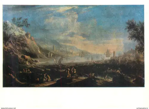 A5558 Paintings Frantisek Antonin Hartmann Fishing port in a bay
