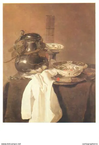 A5557 Paintings Jan Jansz Treck Still Life with a Pewter Flagon and Two Ming Bowls