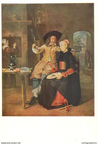 A5557 Paintings Gabriel Metsu Self-portrait with his wife Isabella de Wolff in a tavern