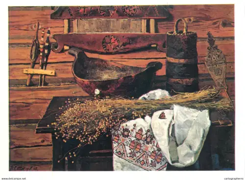 A5557 Paintings Vladimir Stozharov Flax russian culture