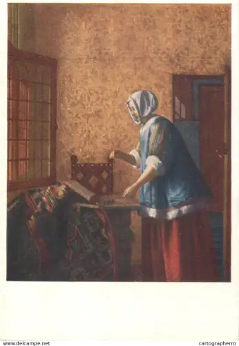 A5557 Paintings Petter De Hooch  Interior with a Woman Weighing Gold Coin