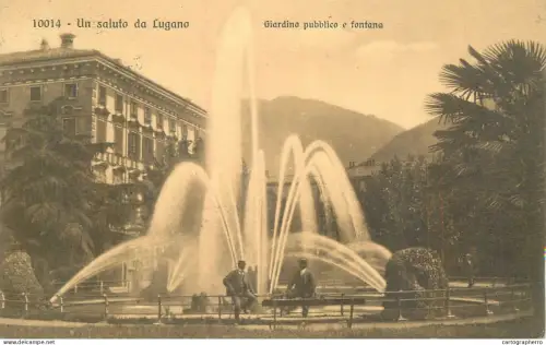 A6234 Lugano giardino e fontana 1913