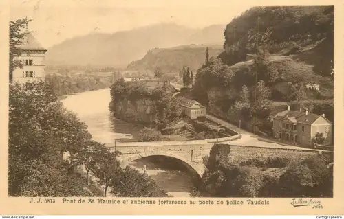 A6234 Pont de St. Maurice et ancienne fortresse au poste de police Vaudois