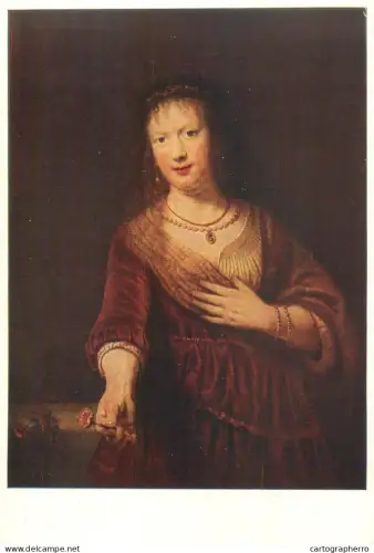 A5556 Paintings REMBRANDT Saskia with red flower