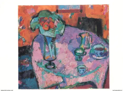 A5556 Paintings Ursula Rzodeczko "Round table with Biedermeier bouquet"