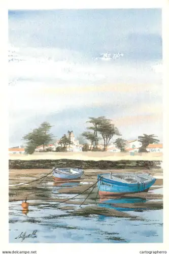 A5518 Paintings Bazin Arcachon Jean-Michel Seiller boats