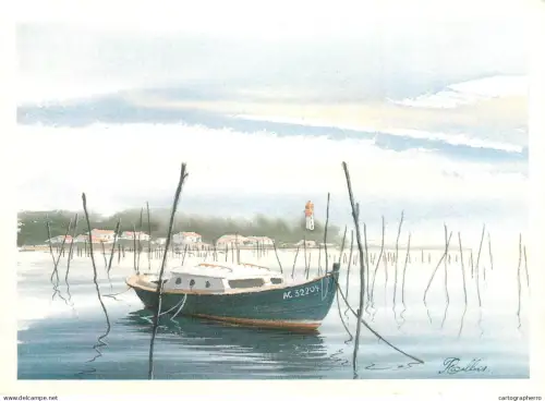 A5518 Paintings Arcachon Jean-Michel Seiller boat