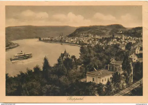 A5832 Germany Boppard panorama river view and sailing vessel