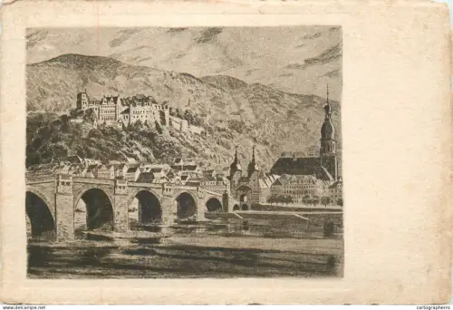 A5832 Germany Heidelberg Alte Neckarbrucke u. Schloss