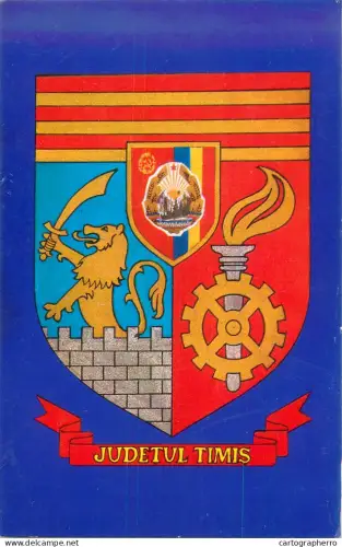 A5734 Romania Felicitare stema judet Timis