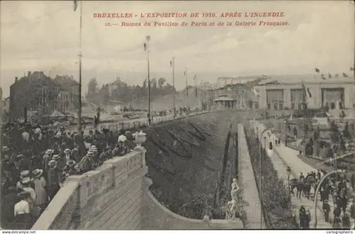 A5867 Belgium Bruxelles Exposition de 1910 apres l'incendie - Ruines du Pavillon de Paris et de la Galerie Francaise