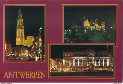 A5585 Belgium Antwerpen City view at night Het Steen castle