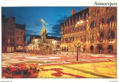 A5585 Belgium Antwerpen Brabo fountain at night