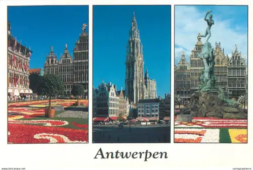 A5585 Belgium Antwerpen Brabo fountain Our Lady cathedral