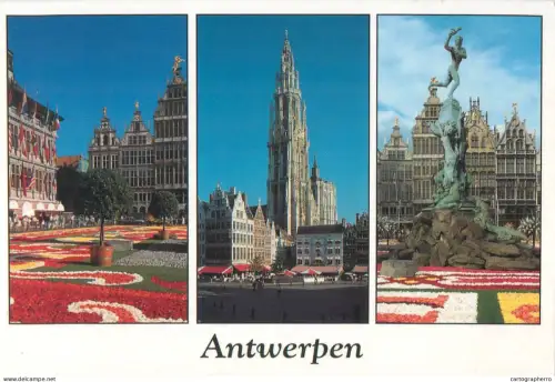 A5585 Belgium Antwerpen Brabo fountain Grand Market Our LAdy Cathedral