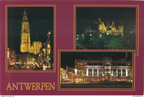 A5585 Belgium Antwerpen Het Steen Castle Town hall at night