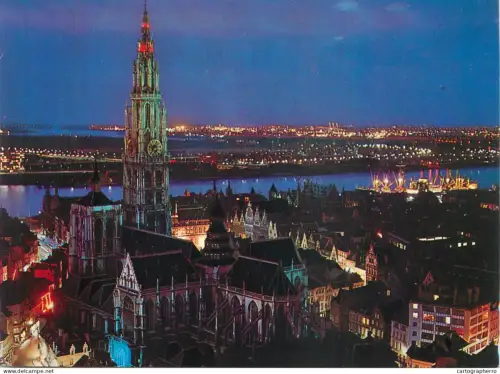 A5585 Belgium Antwerpen at night Cathedral of Our Lady