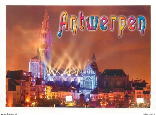 A5585 Belgium Antwerpen Notre Damme Cathedral and fireworks