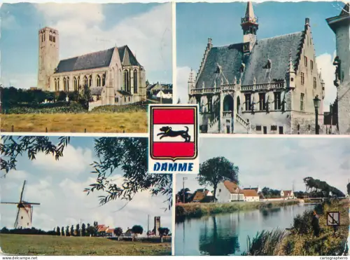 A5583 Belgium Damme Townhall Mill and Notre Damme Church'