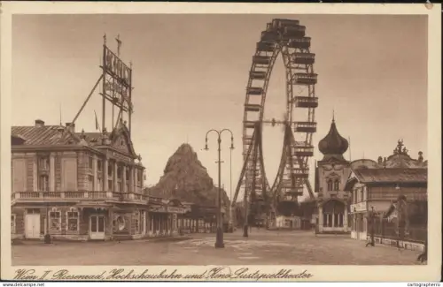 A5867 Austria Wien Prater Riesenrad Hochschaubahn und Lustspieltheater