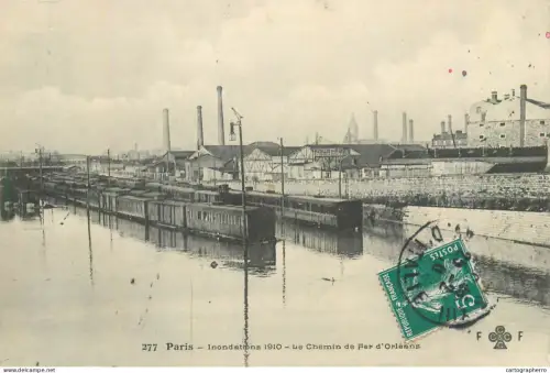 A5862 France Paris 1910 floodings Orleans railway