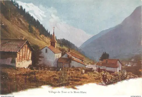 A5862 France Village du Tour et Le Mont-Blanc illustration