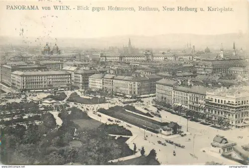 A5861 Austria Wien panorama Hofmuseen, Rathaus, Neue Hofburg u. Karlsplatz