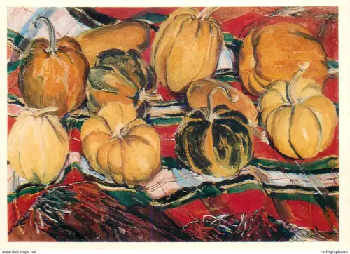 A5472 Fine art painting postcard Mariam Aslamazyan Pumpkins on a blanket
