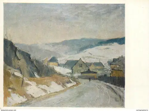 A5472 Fine art painting postcard Ernst Hecker Snowmelt in the Ore Mountains